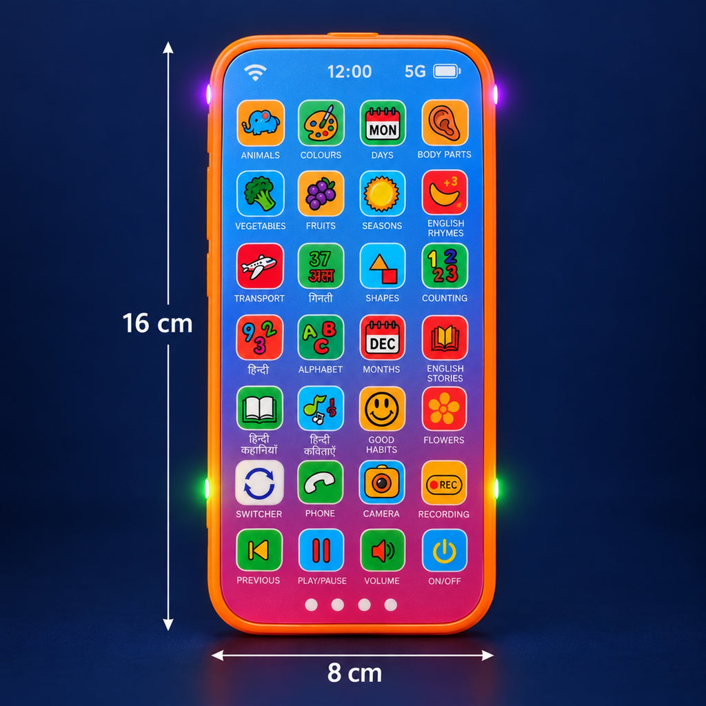 Kids Learning Mobile Phone Toy With Music Lights And Hindi English Audio (1 Pc)