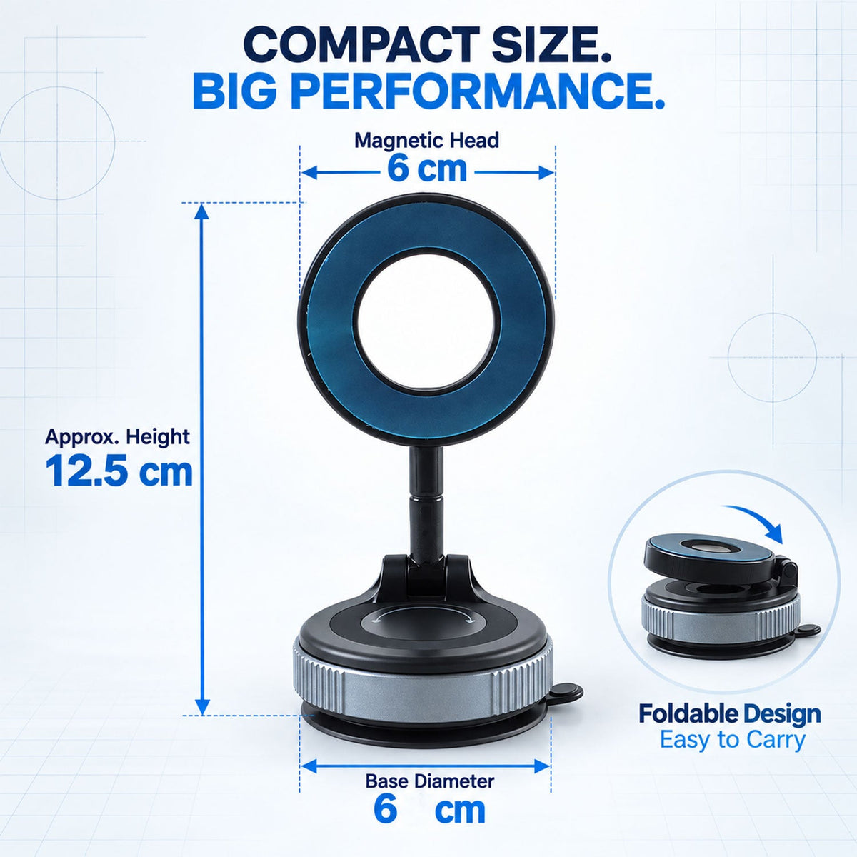 Vacuum Suction Magnetic Phone Holder For Car Dashboard And Office Desk (1 Pc)
