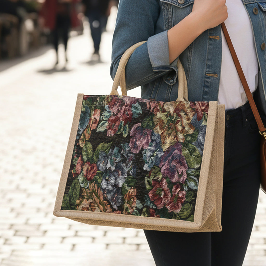 Multipurpose Floral Print Carry Hand Bag 1 Pc 29x33 Cm