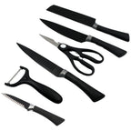5629 6 Pieces Professional Kitchen Knife Set Meat Knife Chefs Knife With Non-slip Handle For Home Kitchen And Restaurant With Chef Peeler And Scissor (Stainless Steel  6 Pcs Set)